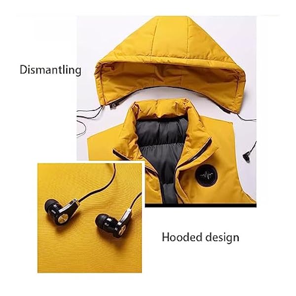 BybAgs Vibrerande dunväst med avtagbar hatt ytterkläder vindtäta jackor bekväm hopfällbar förvaring